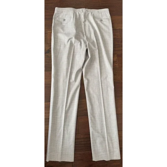 Tre Vero Modern Fit dress pants Flat Front Tuxedo Striped size 42L Gray Unhemmed